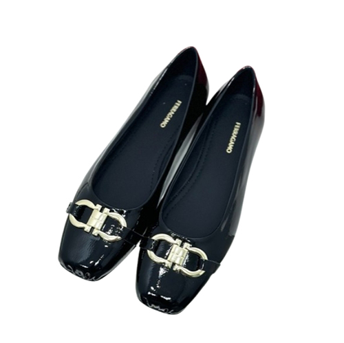 Ferragamo-07116 페라가모 블랙 페이턴트 가죽 발레 플랫 슈즈