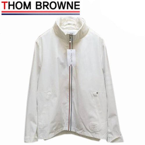 THOM BROWNE-072110 톰 브라운 화이트 나일론 스트라이프 장식 바람막이 후드 쟈켓 남성용