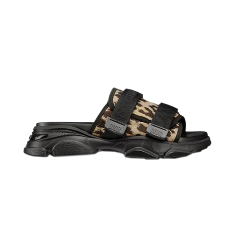 DIOR-KCQ351 디올 Mizza 멀티 컬러 베이지 프린트 테크니컬 패브릭 D-WANDER 뮬 여성용