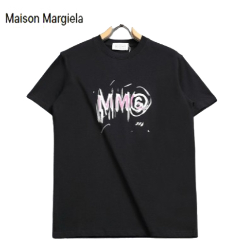 Maison Margiela-060910 메종 블랙 프린트 장식 티셔츠 남여공용
