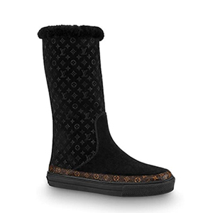 LOUIS VUITTON-1A4FF5 루이비통 느와르 스웨이드 송아지 가죽 스노볼 플랫 하프 부츠