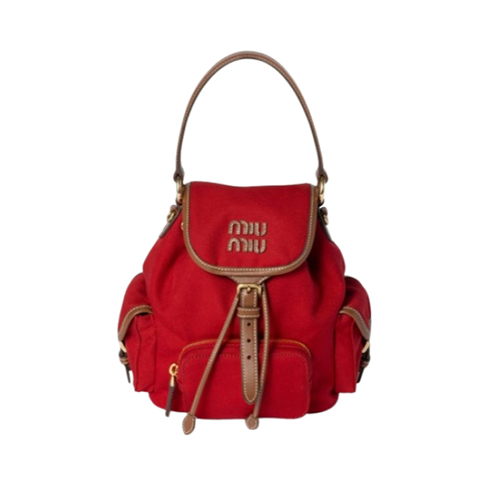[스페셜오더]MIUMIU-5BZ043 미우미우 레드 캔버스 가죽 백팩 스몰
