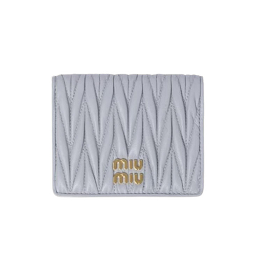 [스페셜오더]MIUMIU-5MV204 미우미우 펄 그레이 마테라쎄 나파 가죽 반지갑