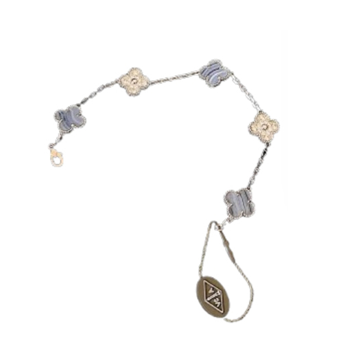 [스페셜오더]VAN CLEEF ARPELS-VCARP2 반클리프 실버/라이트 블루 다이아몬드 빈티지 알함브라 브레이슬릿