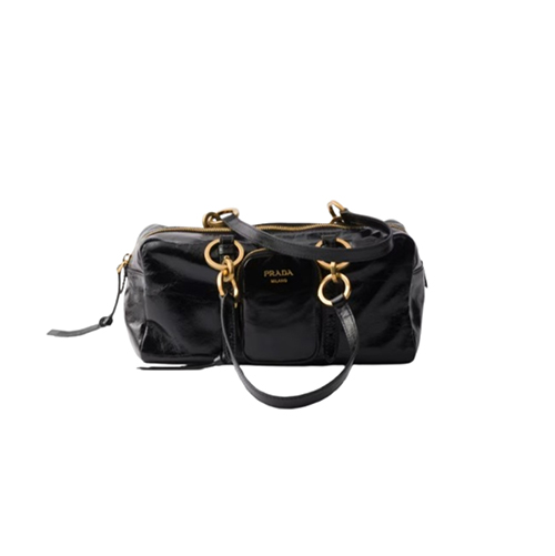 [스페셜오더]PRADA-1BB138 프라다 블랙 댕글 가죽 미디엄 탑 핸들 백