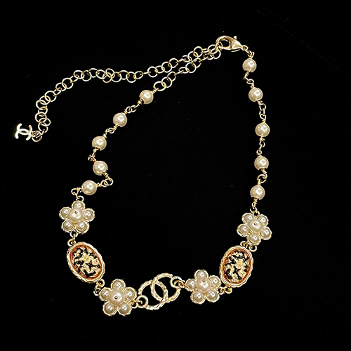 CHANEL-7440 샤넬 골드 진주 장식 목걸이