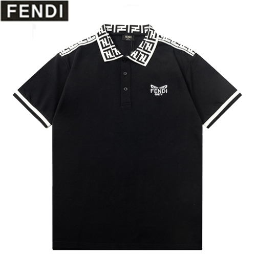 FENDI-040113 펜디 블랙 FF 스트라이프 장식 폴로 티셔츠 남성용
