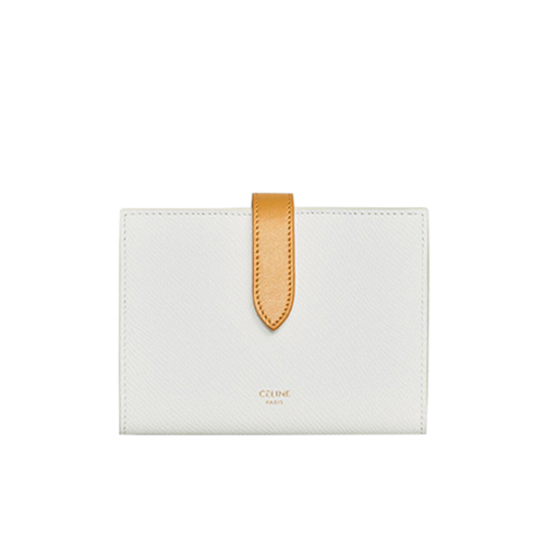 [스페셜오더]CELINE-10B643 셀린느 화이트/브라운 카프스킨 미디엄 스트랩 월릿