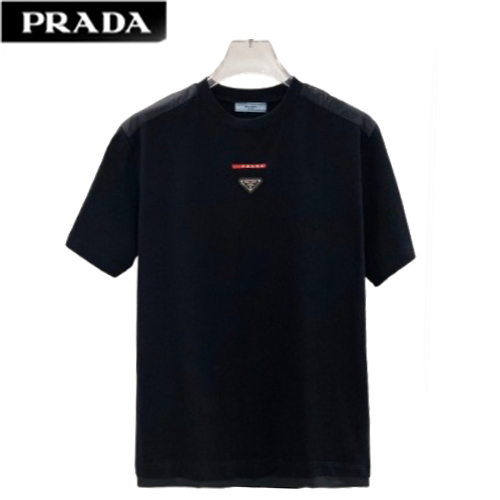 PRADA-032711 프라다 블랙 트라이앵글 로고 티셔츠 남여공용