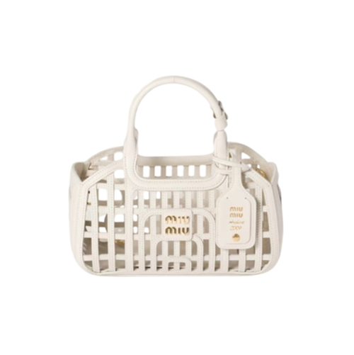 [스페셜오더]MIUMIU-5BA294 미우미우 화이트 위빙 모티프 가죽 바스켓