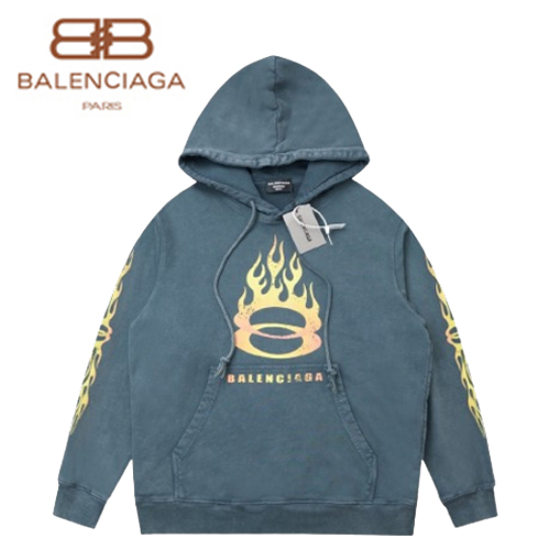 BALENCIAGA-090914 발렌시아가 블루 프린트 장식 워싱 후드 티셔츠 남성용