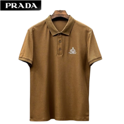 PRADA-050714 프라다 브라운 코튼 폴로 티셔츠 남성용
