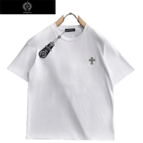 CHROMEHEARTS-062614 크롬하츠 화이트 메탈 십자가 장식 티셔츠 남성용