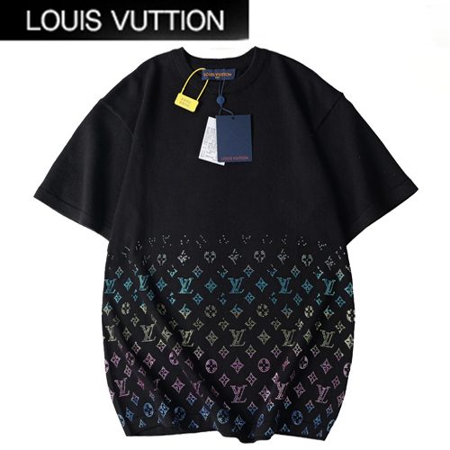LOUIS VUITTON-050615 루이비통 블랙 모노그램 스터드 장식 티셔츠 남여공용