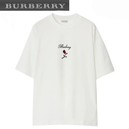 BURBERRY-80836471 버버리 화이트 로즈 코튼 티셔츠 남여공용