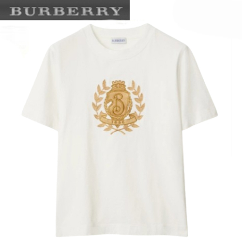 BURBERRY-81081711 버버리 화이트 B 크레스트 코튼 티셔츠 남여공용