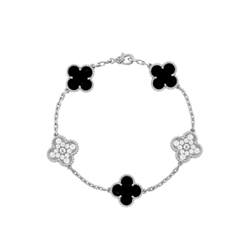 [스페셜오더]VAN CLEEF ARPELS-VCARP2 반클리프 실버/블랙 2다이아몬드 빈티지 알함브라 브레이슬릿