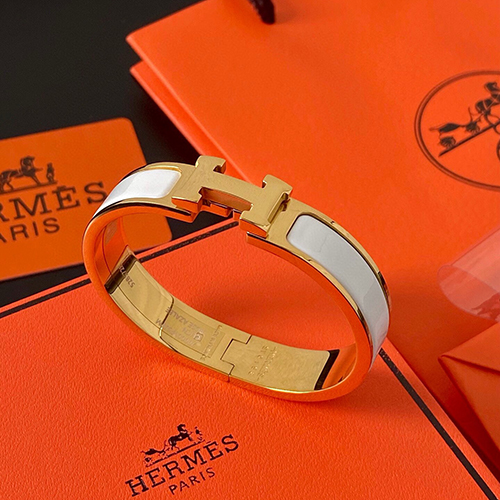 [스페셜오더]HERMES-H700001F 에르메스 엘로우 골드/화이트 Clic H 브레이슬릿