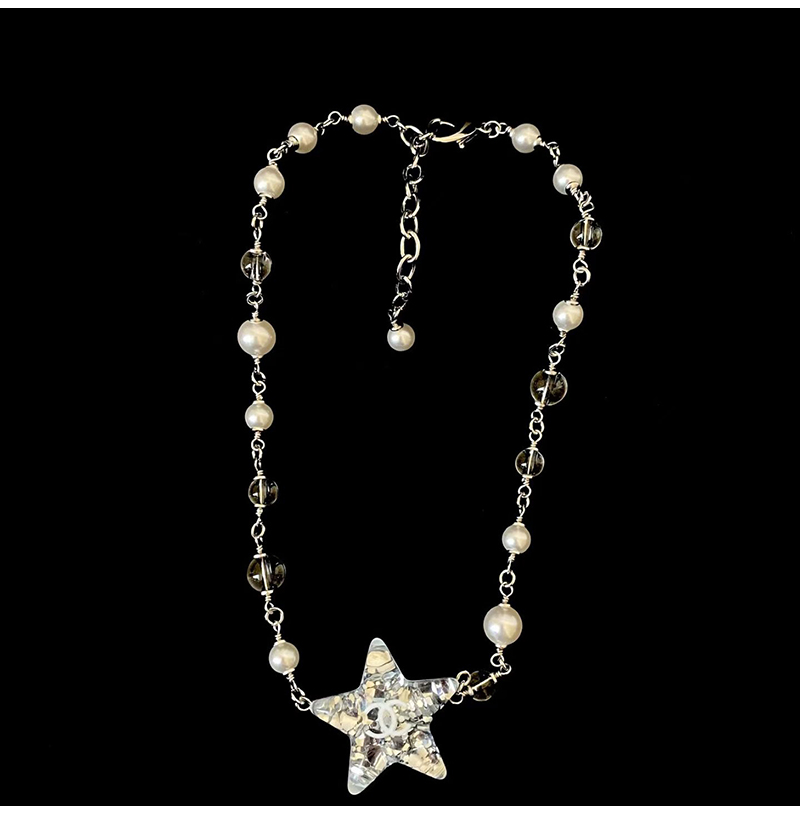 CHANEL-7617 샤넬 스타 글리터 아크릴 유리 진주 목걸이