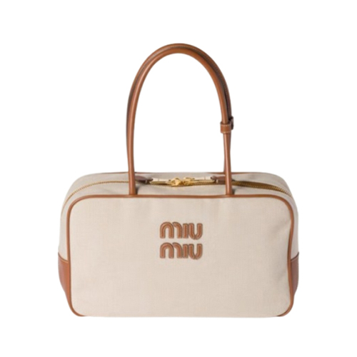 [스페셜오더]MIUMIU-5BB163 미우미우 내추럴 캔버스 가죽 보 백