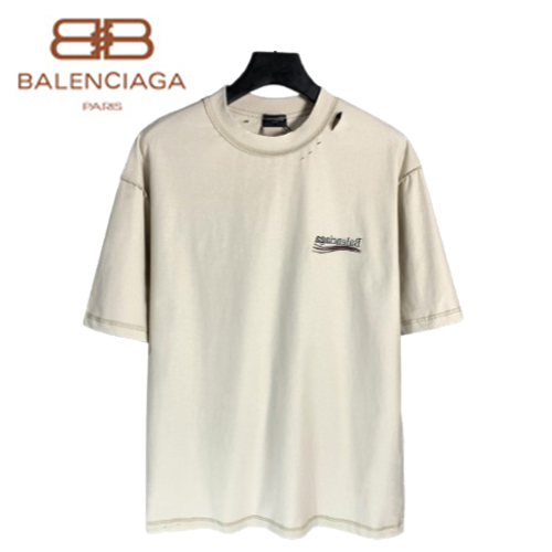 BALENCIAGA-05172 발렌시아가 아이보리 워시드 코튼 빈티지 티셔츠 남여공용