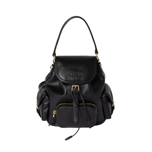 [스페셜오더]MIUMIU-5BZ043 미우미우 블랙 송아지 가죽 백팩 스몰