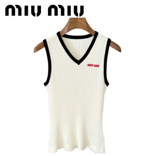 MIUMIU-03241 미우미우 화이트 니트 코튼 베스트 여성용
