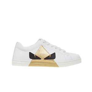FENDI-8E6822 펜디 화이트 송아지 가죽 골드 라미네이트 인서트 장식 스니커즈
