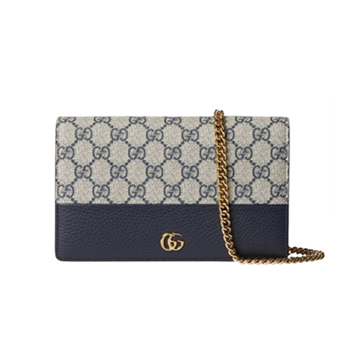 [스페셜오더]GUCCI-497985 4041 구찌 블루 GG 마몽 체인 바이컬러 지갑