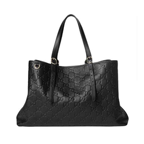 [스페셜오더]GUCCI-815213 1000 구찌 블랙 GG 엠블럼 가죽 라지 토트백