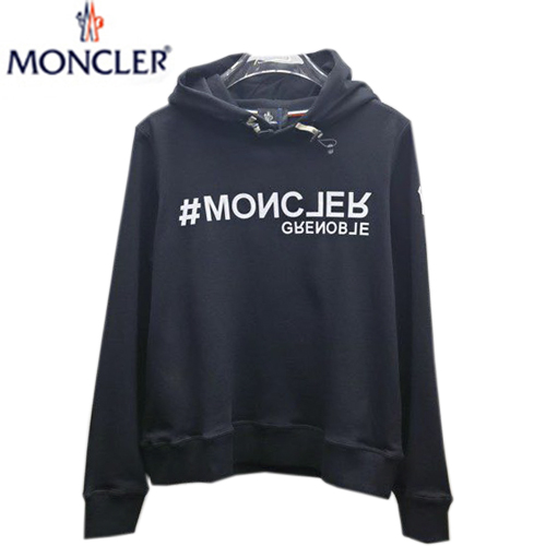 MONCLER-09293 몽클레어 블랙 프린트 장식 후드 티셔츠 남성용
