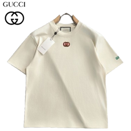 GUCCI-06264 구찌 아이보리 GG 아플리케 장식 티셔츠 남성용