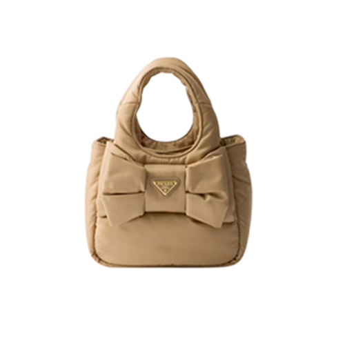 [스페셜오더]PRADA-1BA359 프라다 베이지 리본 장식 패딩 리나일론 미니백