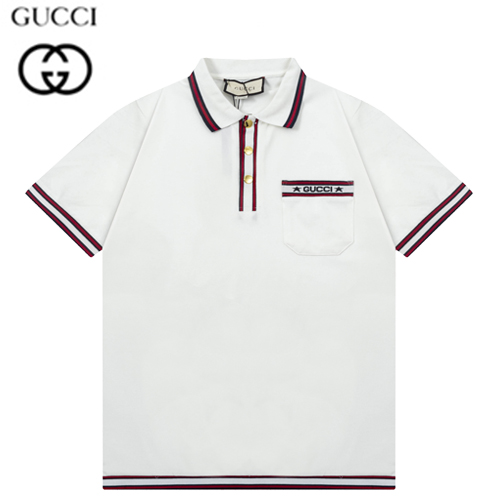 GUCCI-04014 구찌 화이트 스트라이프 장식 폴로 티셔츠 남성용