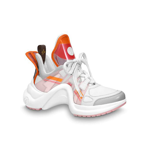 LOUIS VUITTON-1A65RA 루이비통 핑크/오랑주 소가죽 테크니컬 패브릭 LV 아치라이트 스니커즈