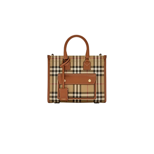 [스페셜오더]BURBERRY-80975661 버버리 베이지/브라운 미니 프레야 토트