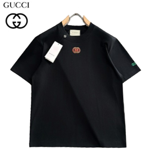 GUCCI-06266 구찌 블랙 GG 아플리케 장식 티셔츠 남성용