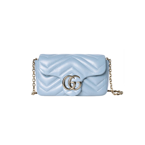 [스페셜오더]GUCCI-841290 4928 구찌 라이트 블루 가죽 GG 마몽 미니 숄더백