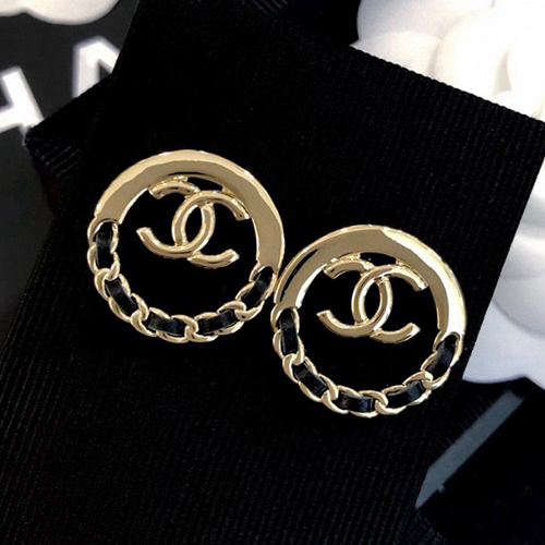 CHANEL-7152 샤넬 골드 CC 로고 서클 귀걸이