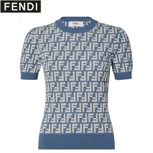 FENDI-FZXC72 펜디 블루 FF 코튼 티셔츠 여성용