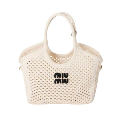 [스페셜오더]MIUMIU-5BG281 미우미우 화이트 코튼 메쉬 아이비 토트 백
