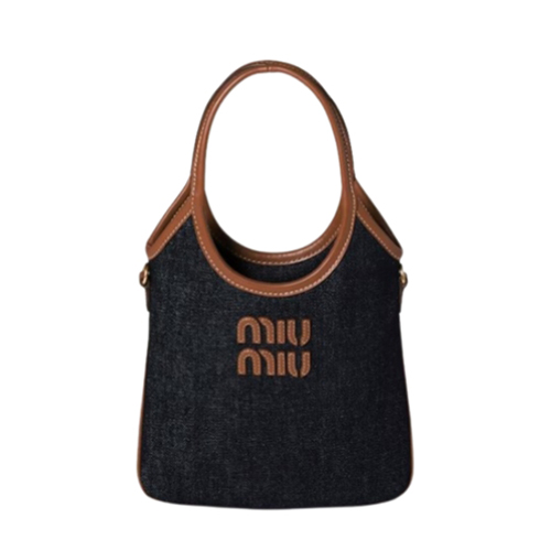 [스페셜오더]MIUMIU-5BA281 미우미우 네이비 아이비 데님 핸드백