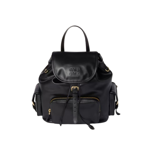 [스페셜오더]MIUMIU-5BZ042 미우미우 블랙 송아지 가죽 백팩 미듐