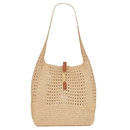 [스페셜오더]SAINT LAURENT-690941 생 로랑 내추럴 크로쉐 스무스 가죽 라피아 호보백