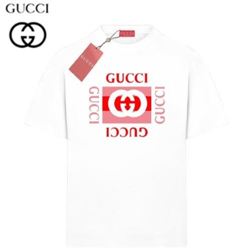 GUCCI-06091 구찌 화이트 프린트 장식 티셔츠 남여공용