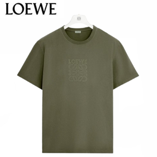 LOEWE-03178 로에베 카키 아플리케 장식 티셔츠 남여공용