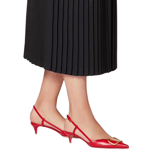 VALENTINO-SW2S0Q70 발렌티노 레드 송아지 가죽 VLOGO 슬링백 펌프스