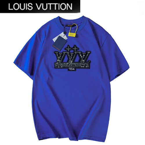 LOUIS VUITTON-05069 루이비통 블루 아플리케 장식 티셔츠 남여공용