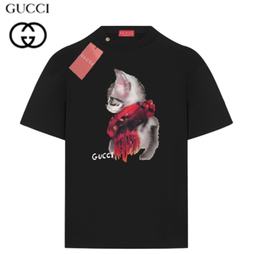 GUCCI-06099 구찌 블랙 프린트 장식 티셔츠 남여공용